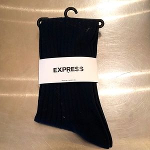Express mens navy blue ribbed dress socks